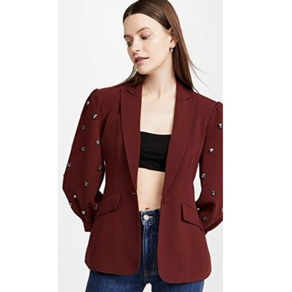 Cinq a Sept Amie Bejeweled 3/4" Puff Sleeve Tailored Fitted
Blazer Size 4 NEW - Picture 8 of 13